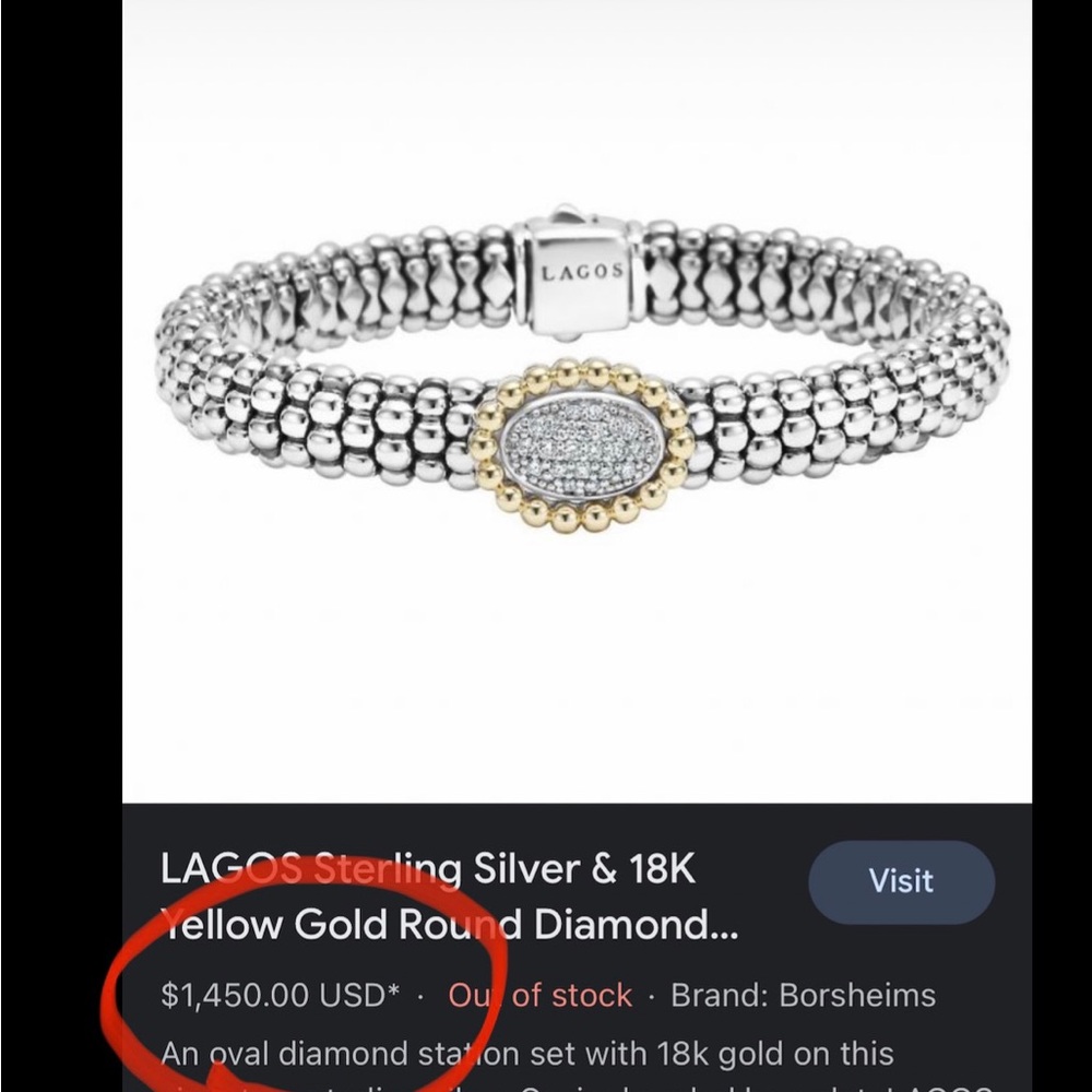 LAGOS caviar bracelet with diamond face and gold bezel